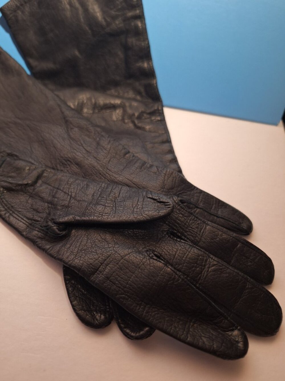 Black Leather Gloves Made in France Size 7 - Picture 11 of 16